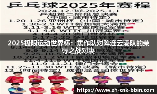 2025极限运动世界杯：焦作队对阵连云港队的荣辱之战对决